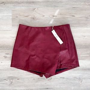 Burgundy Leather Skort